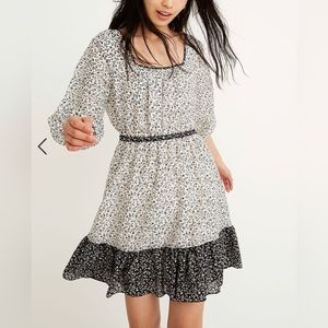 MADEWELL Pattern-mix Ruffle Hem Dress in Garden Toile floral